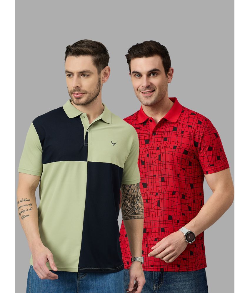     			BRONATION Pack of 2 Cotton Blend Regular Fit Colorblock Half Sleeves Men's Polo T Shirt ( Sea Green )