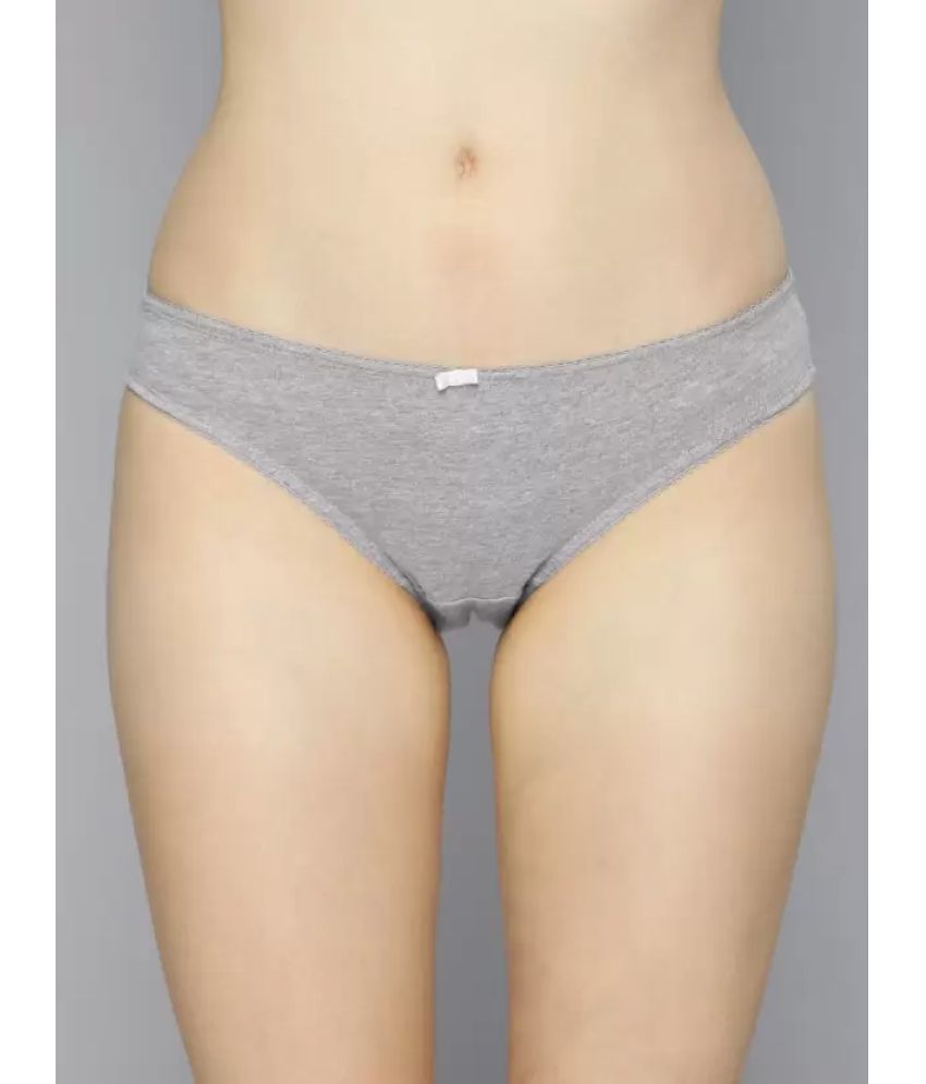     			Bebron Pack of 1 Cotton Lycra Thongs For Women ( Grey )