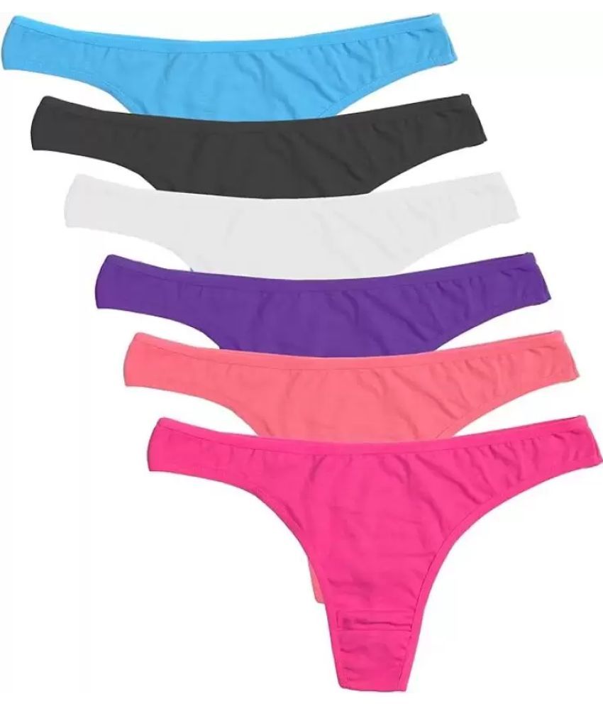     			Bebron Pack of 6 Cotton Lycra Thongs For Women ( Multicolor6 )