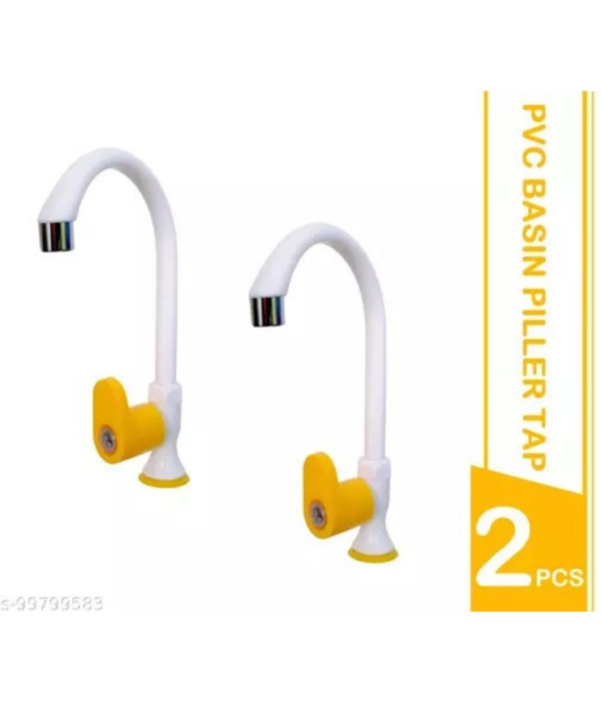     			COSVIT Royal Yellow Big Spout Classic Swan Neck - 2 PCS Plastic (ABS) Wash Basin Tap (Pillar Cock)