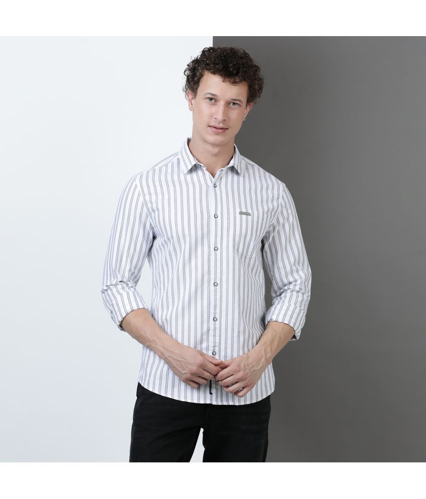     			INDOCOTTON 100% Cotton Slim Fit Striped Full Sleeves Men's Casual Shirt - White ( Pack of 1 )