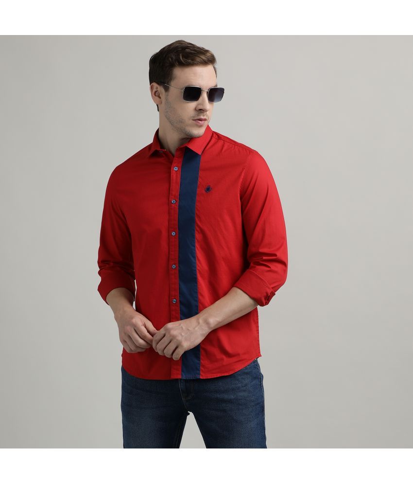     			INDOCOTTON 100% Cotton Slim Fit Colorblock Full Sleeves Men's Casual Shirt - Red ( Pack of 1 )