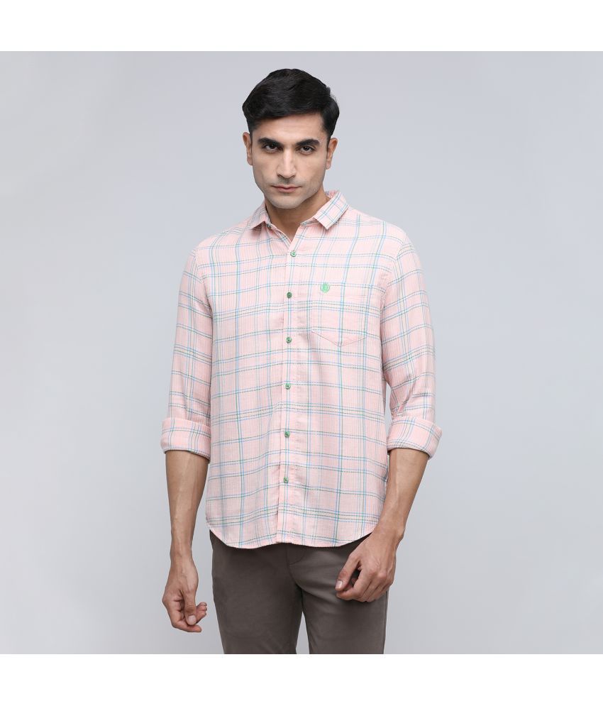     			INDOCOTTON 100% Cotton Slim Fit Checks Full Sleeves Men's Casual Shirt - Rose Gold ( Pack of 1 )