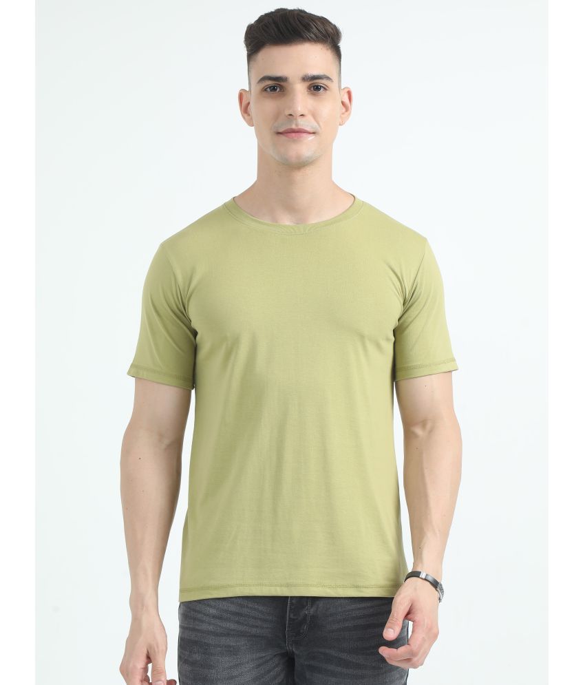     			NAUGHTY WILD Cotton Regular Fit Solid Half Sleeves Men's Round T-Shirt - Green ( Pack of 1 )