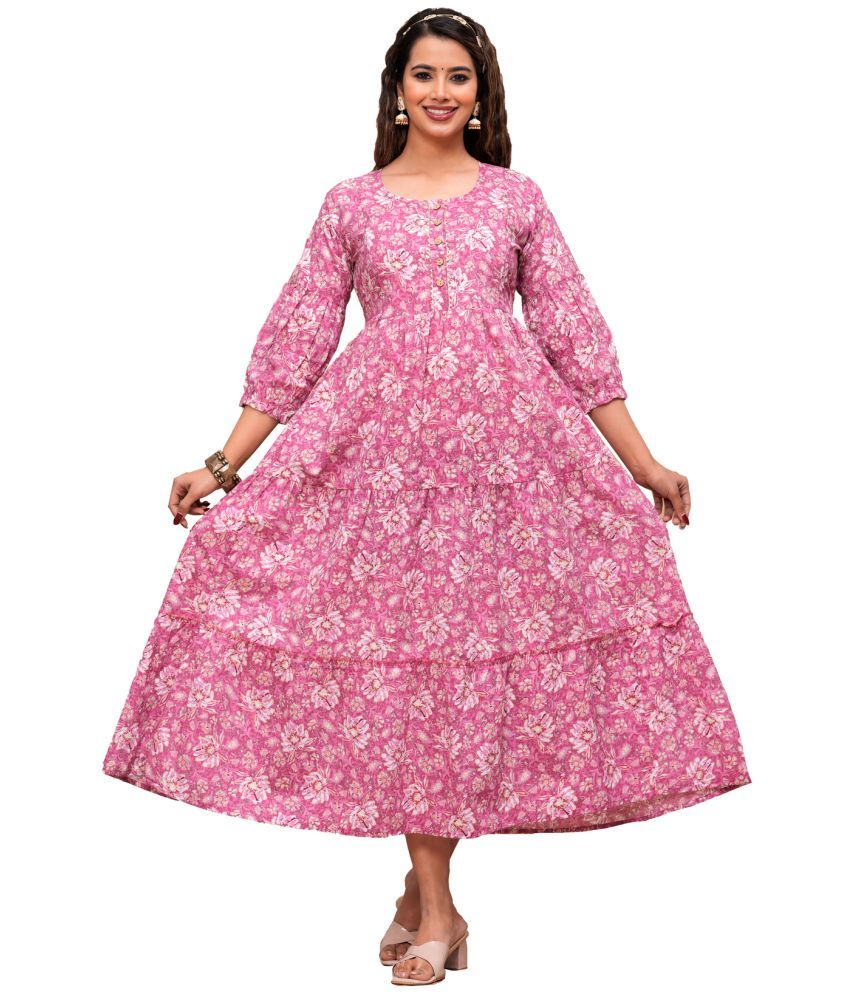     			Nitvan Pink Cotton Maternity Kurta