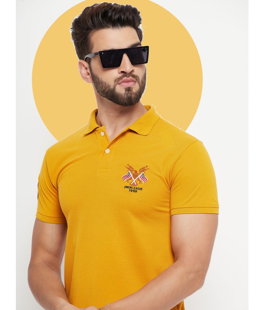     			RELANE Pack of 1 Cotton Blend Regular Fit Solid Half Sleeves Men's Polo T Shirt ( Mustard )