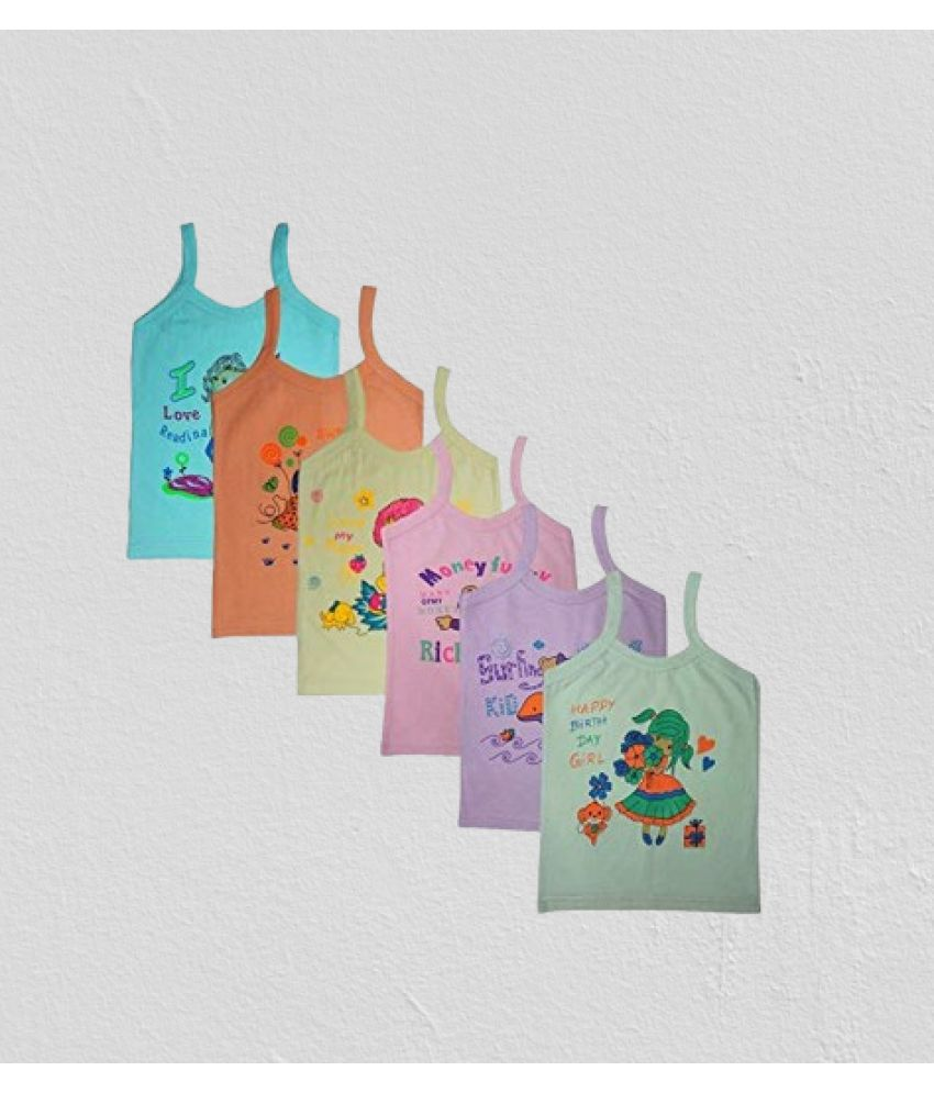     			SNAZZY CLAD Pack of 6 Baby Girls Cotton Camisoles ( Multicolor )