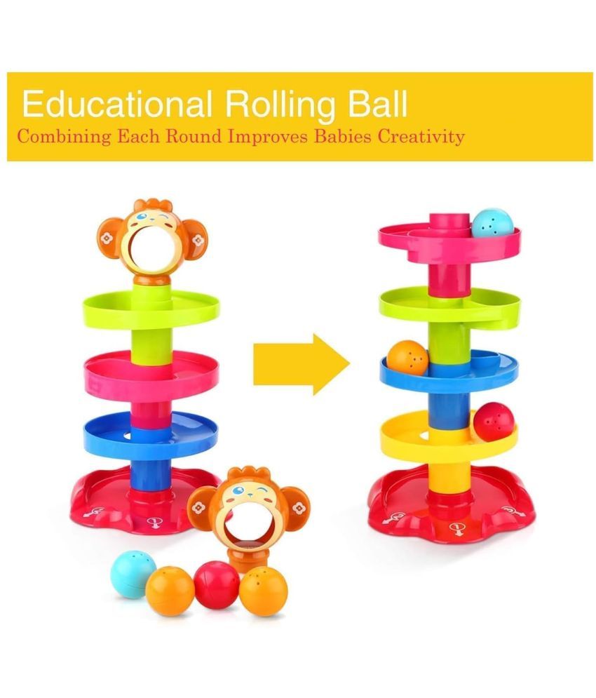     			Stysol Educational Toys Stack Drop and Go Ball Ramp 3 Spinning Toy Roll Ball 5 Layer Ball Drop and Roll Swirling Tower for Baby and Toddler Development