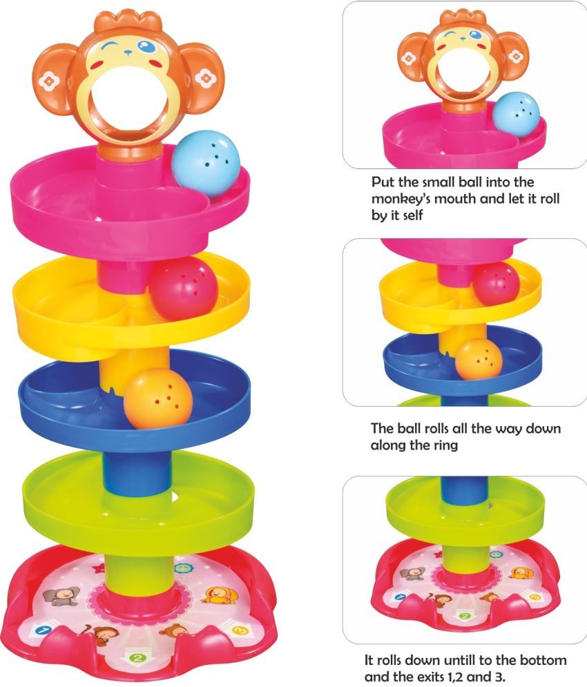     			Stysol Roll Ball 5 Layer Ball Drop and Roll Swirling Tower for Baby and Toddler Development Educational Toys Stack Drop and Go Ball Ramp 3 Spinning Toy