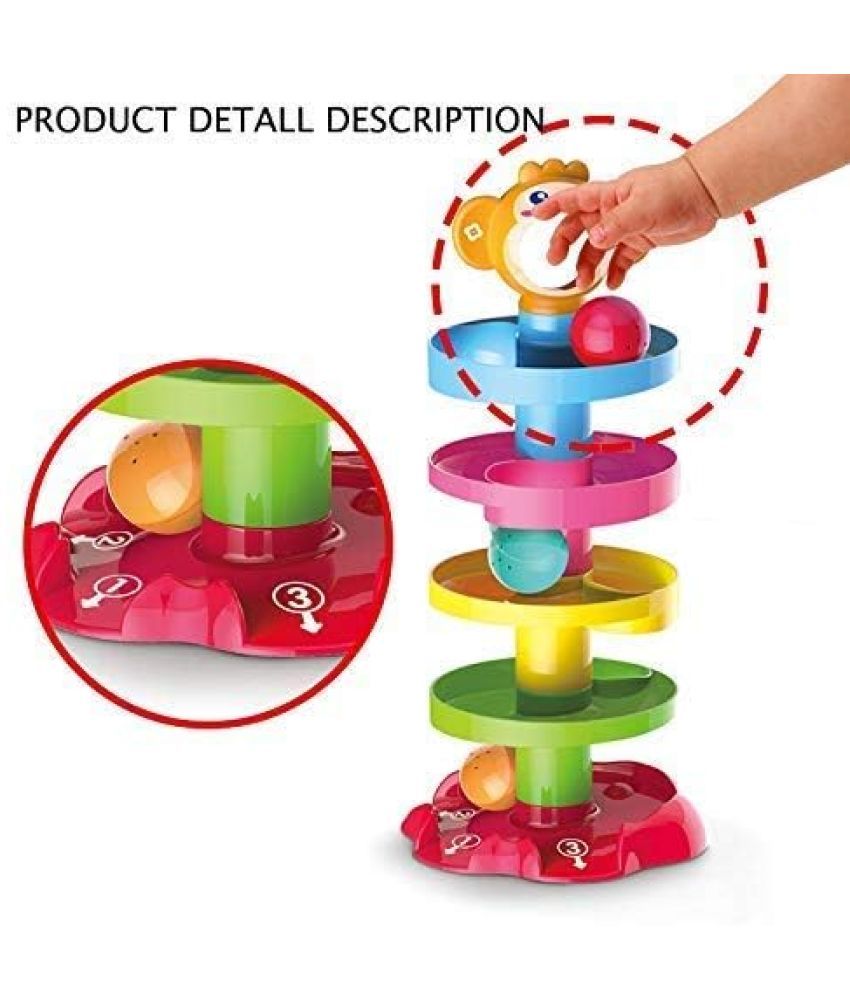     			Stysol Toys 5 Layer Ball Drop and Roll Swirling Tower for Baby and Toddlers - Educational Toy for Kids - Color As Per Stock