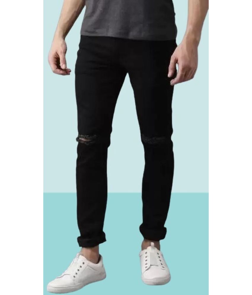     			WHATON Skinny Fit Distressed Men's Jeans - Black ( Pack of 1 )