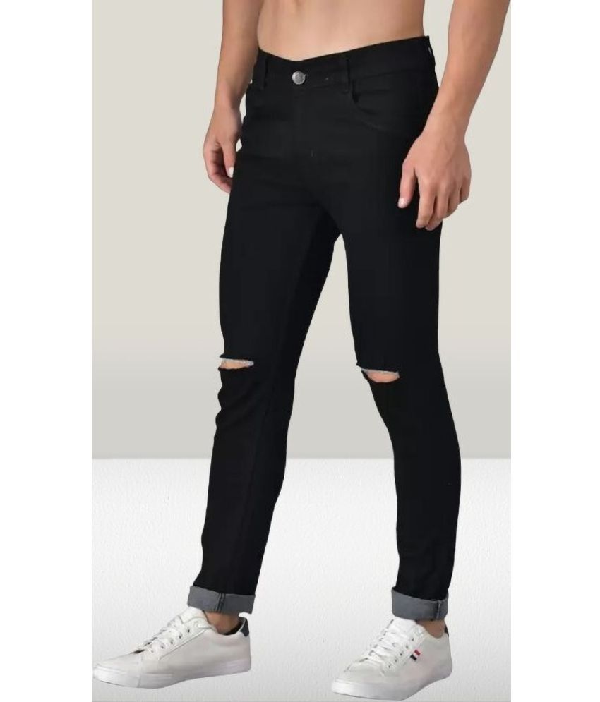     			WHATON Skinny Fit Distressed Men's Jeans - Black ( Pack of 1 )