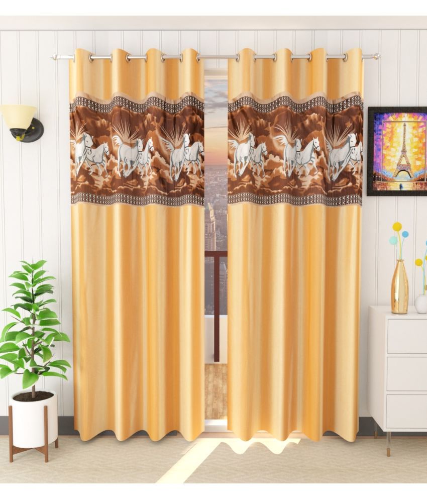     			WI Animal Room Darkening Eyelet Curtain 7 ft ( Pack of 2 ) - Gold