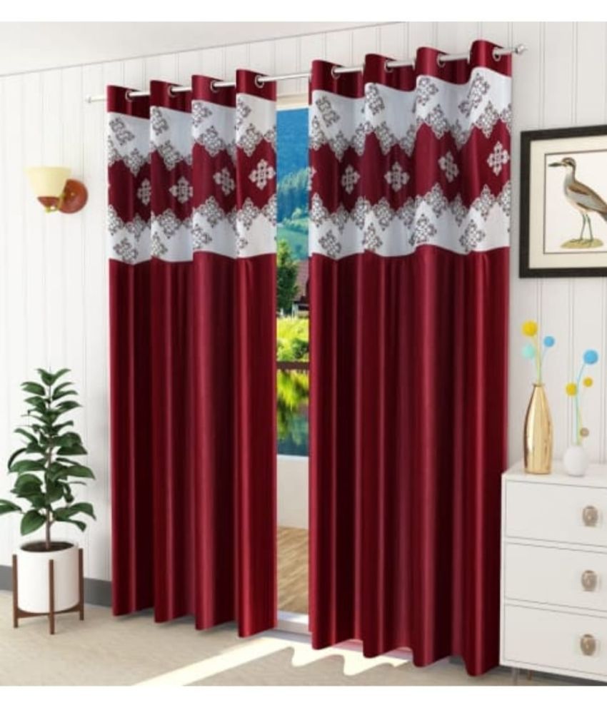     			WI Solid Room Darkening Eyelet Curtain 5 ft ( Pack of 2 ) - Maroon