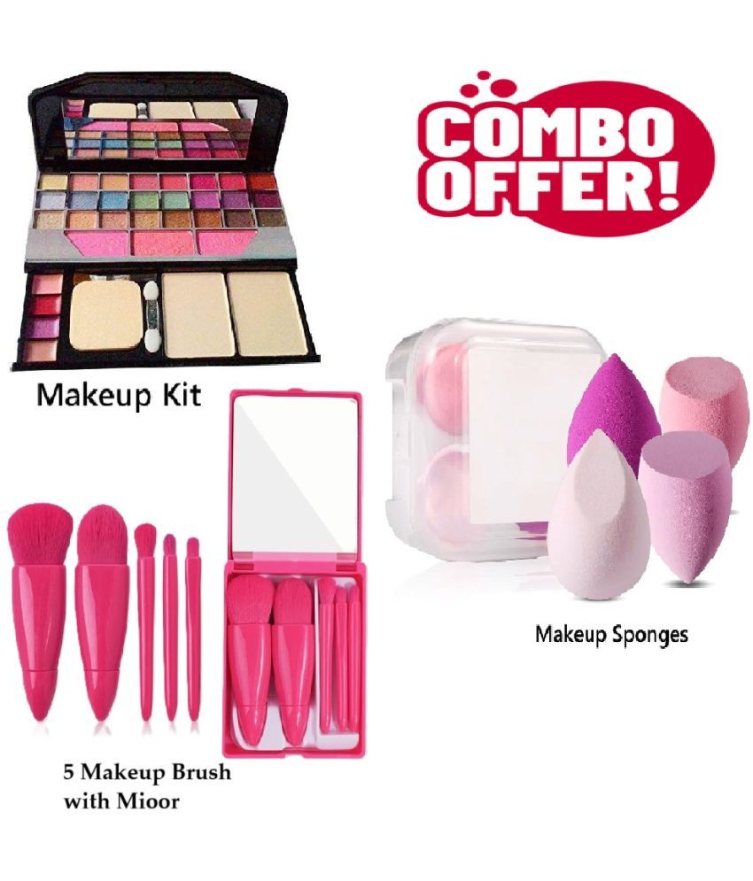     			Colorstock Makeup Kit ( 83 Makeup Combo of 3(Makeup Kit,5 Pink Brush with Mirror, 4spong Box) )