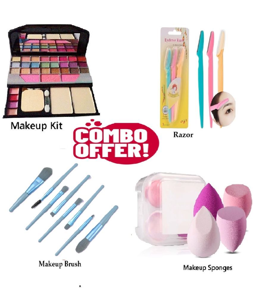     			Colorstock Makeup Kit ( 88 Makeup Combo of 4(Makeup Kit,8 Blue Makeup Brush,Tinkle Razor 3, 4spong Box) )