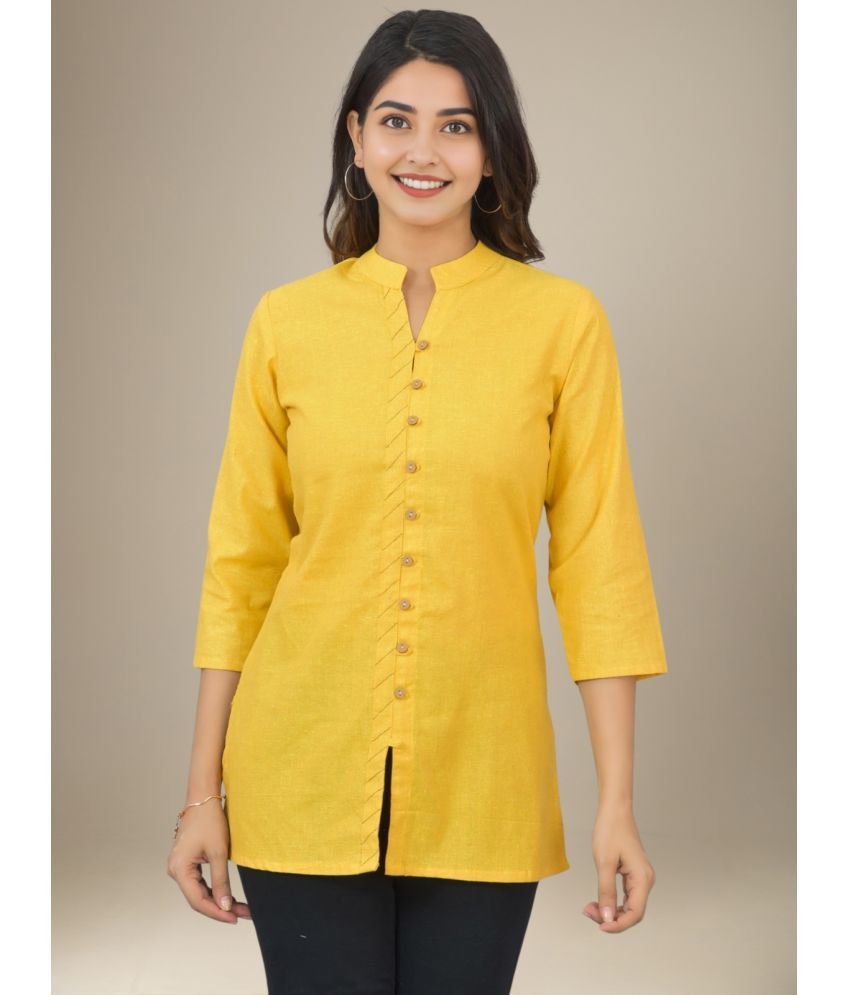     			Dgsm Craft Pack of 1 Cotton Solid Straight Women's Kurti - ( Yellow )