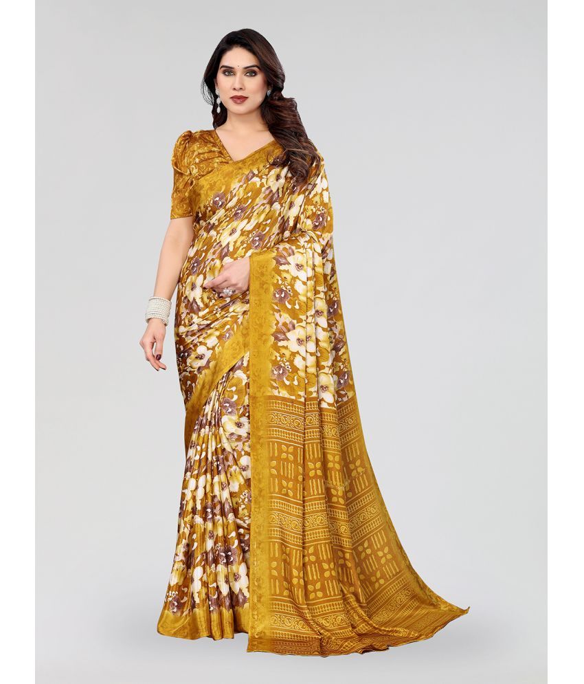     			Kashvi Sarees Silk Blend Printed Saree With Blouse Piece ( Yellow , Pack of 1 )