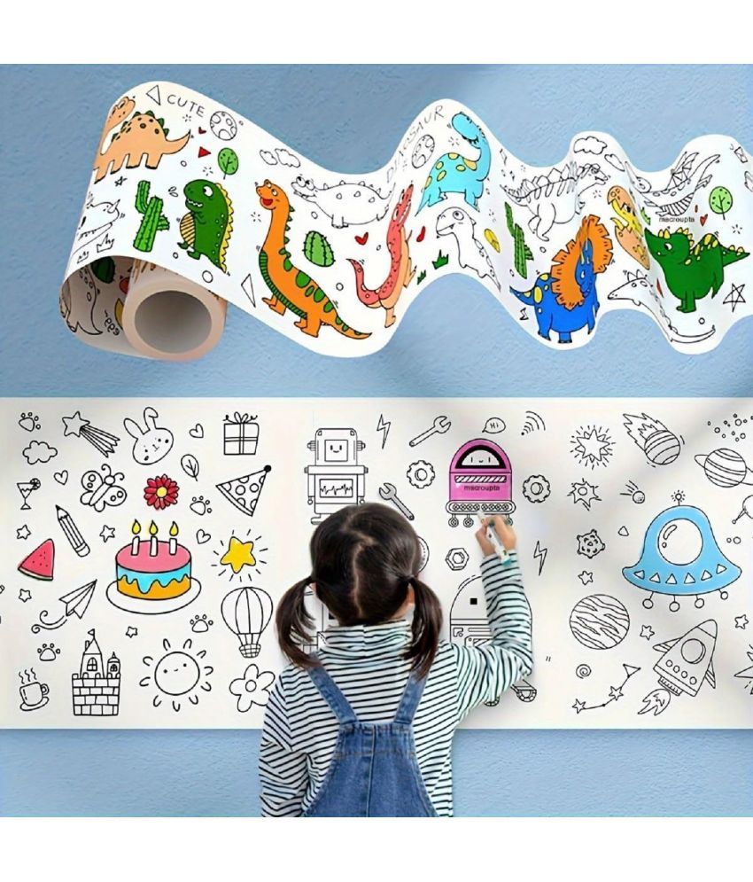     			Kids’ Creative Coloring Roll | DIY Cartoon Drawing Paper Roll for Wall Art | Reusable Doodle Roll for Kids’ Art & Craft Activities (30 x 300 Cm Large) with Multi Design