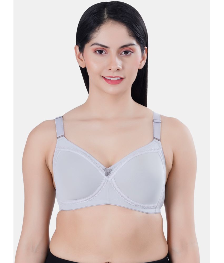     			LACYLUXE Pack of 1 Nylon Lightly Padded Minimizer Bra For Women ( Light Grey )