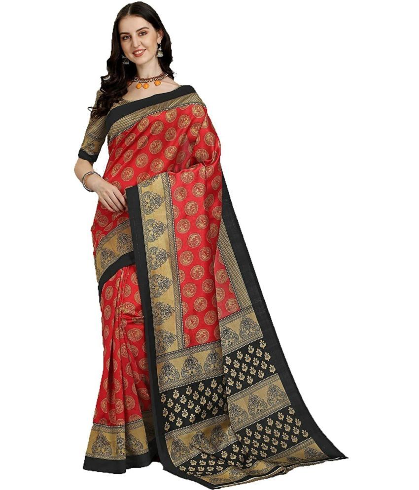     			Nandini Creation Art Silk Solid Saree With Blouse Piece ( Red , Pack of 1 )