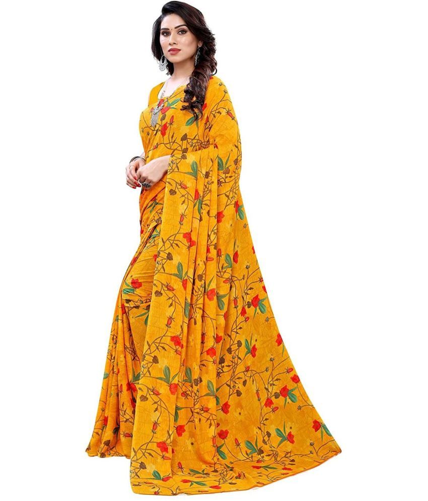     			Nandini Creation Georgette Solid Saree With Blouse Piece ( Multicolor , Pack of 1 )