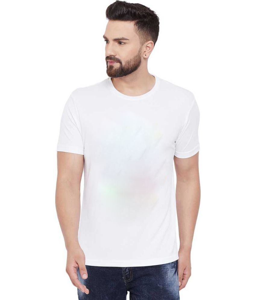     			PrintMall Polyester Slim Fit Printed Half Sleeves Men's Round T-Shirt - White ( Pack of 1 )