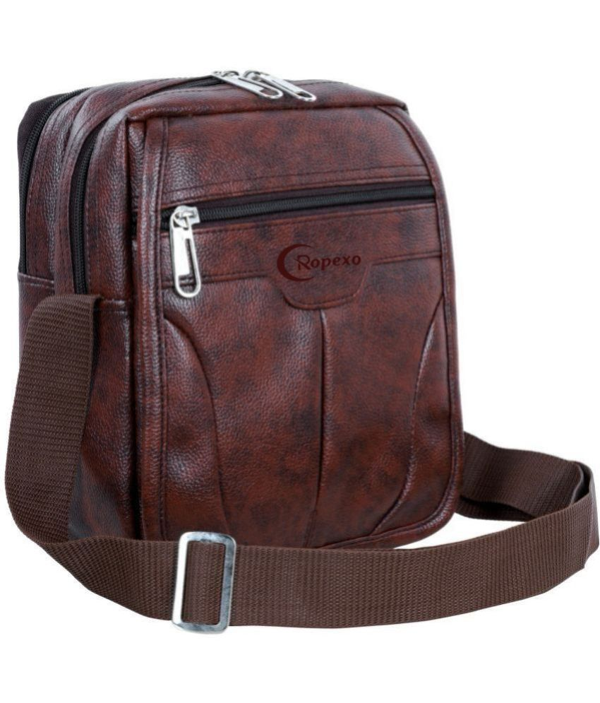     			Ropexo Brown Solid Messenger Bag