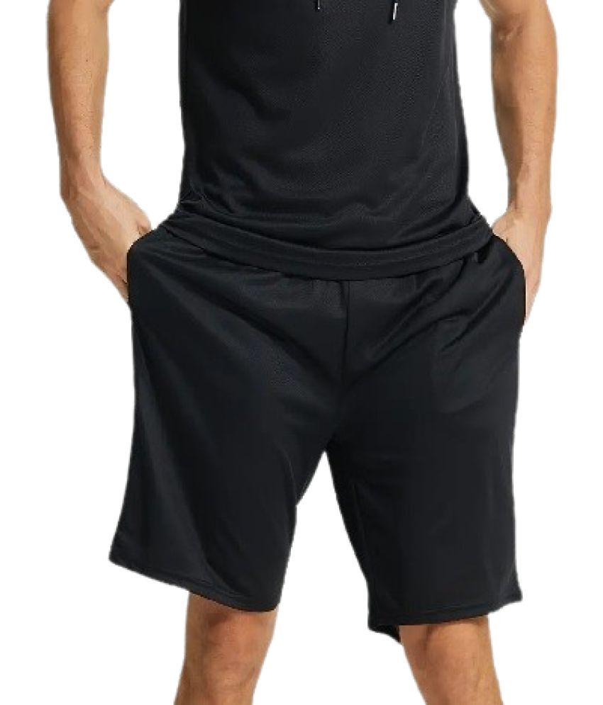     			THE PLANET COOL Black Cotton Lycra Men's Gym Shorts ( Pack of 1 )