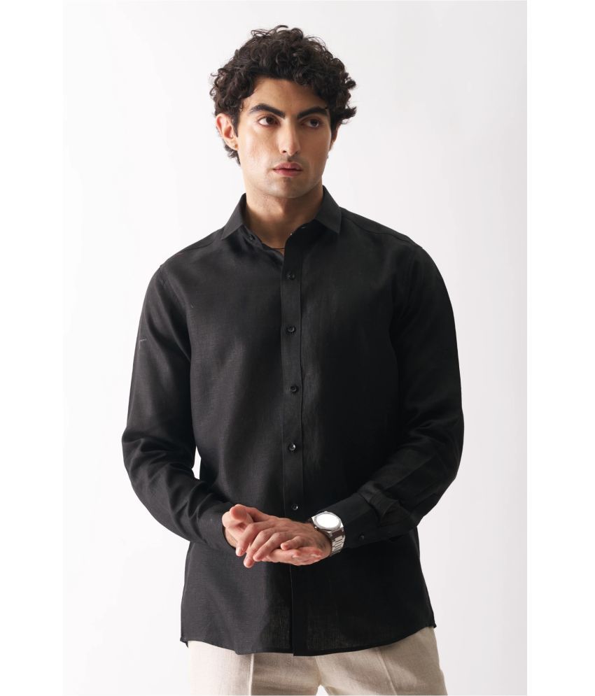     			VERTUSY Linen Regular Fit Solids Full Sleeves Men's Casual Shirt - Black ( Pack of 1 )