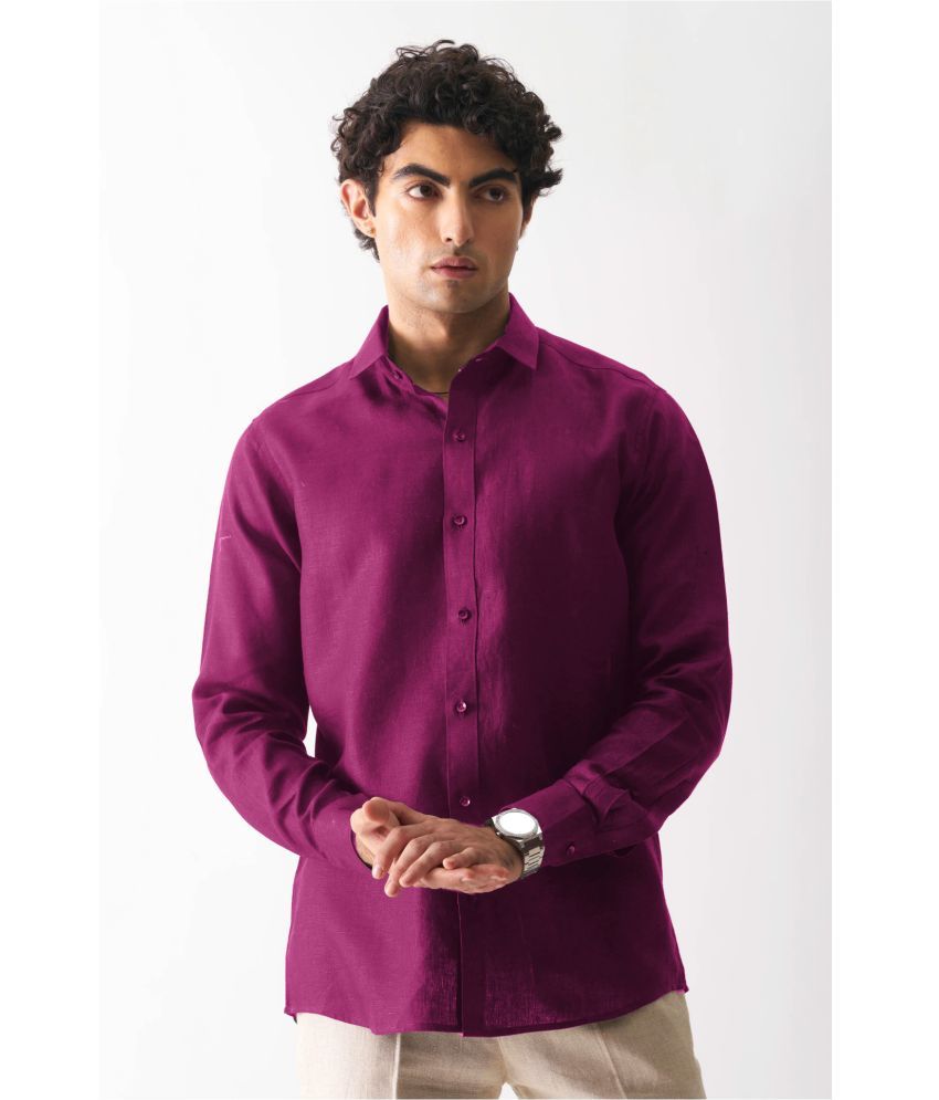     			VERTUSY Linen Regular Fit Solids Full Sleeves Men's Casual Shirt - Magenta ( Pack of 1 )