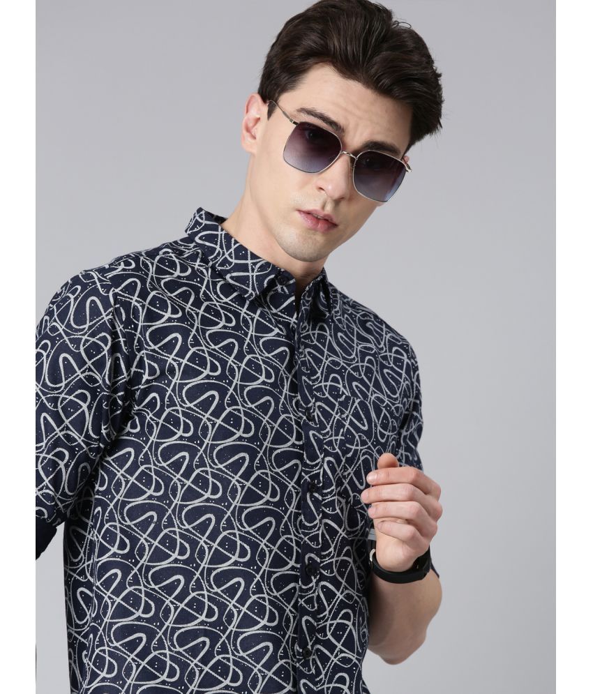     			broon 100% Cotton Regular Fit Printed Full Sleeves Men's Casual Shirt - Navy Blue ( Pack of 1 )