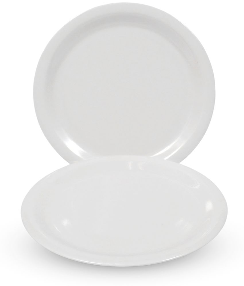     			ARIYA 2 Pcs Melamine White Full Plate