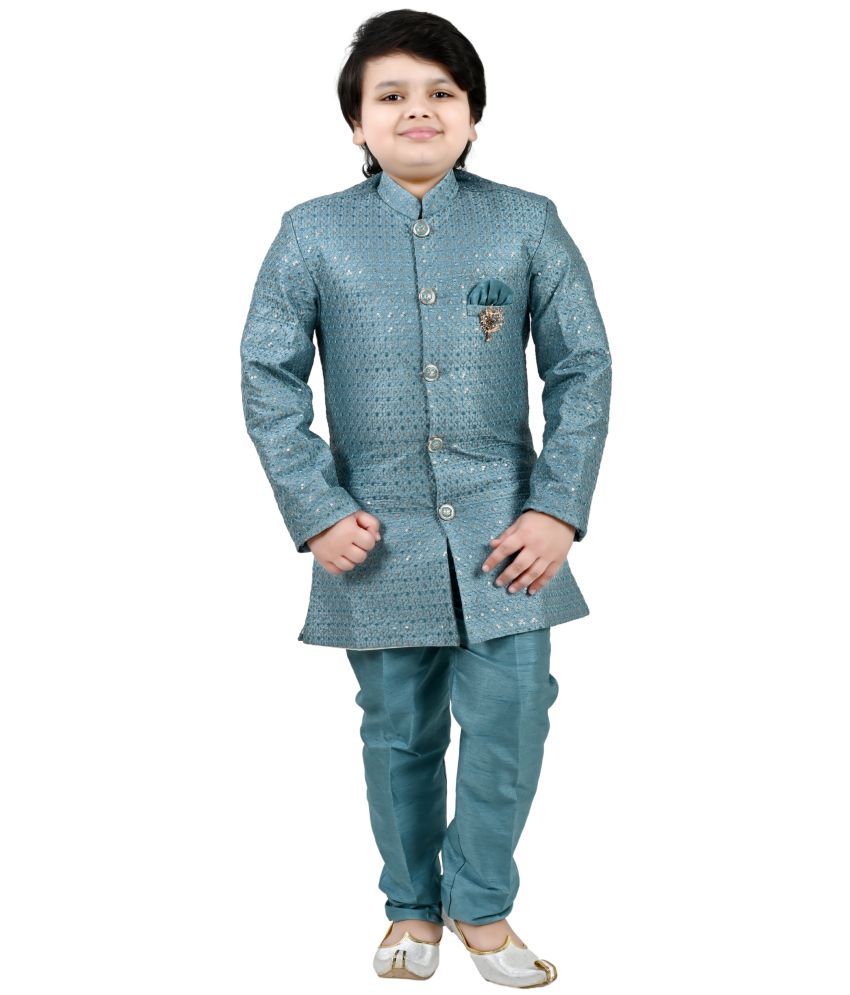     			Arshia Fashions Boys Cotton Blend Ethnic - Pattern Sherwani ( Blue , Pack of 1 )