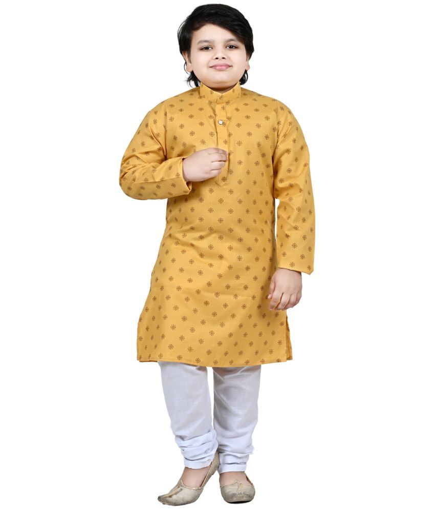     			Arshia Fashions Boys Cotton Blend Ethnic - Pattern Kurta Pyjama Set ( Yellow , Pack of 1 )