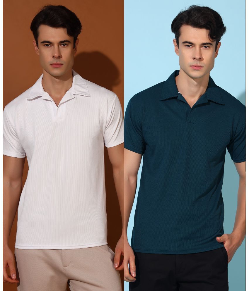     			Christy World Pack of 2 Polyester Regular Fit Solid Half Sleeves Men's Polo T Shirt ( Multicolor )