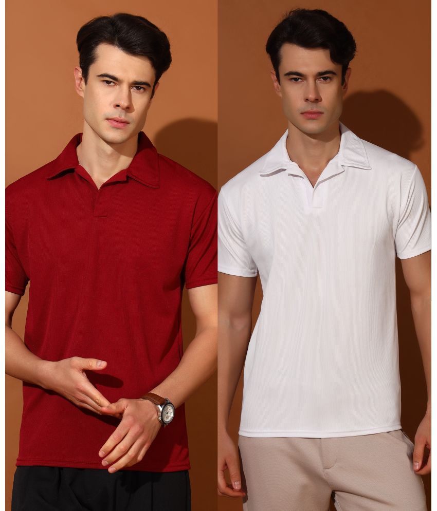     			Christy World Pack of 2 Polyester Regular Fit Solid Half Sleeves Men's Polo T Shirt ( Multicolor )