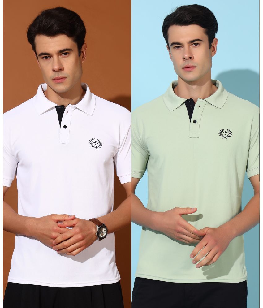     			Christy World Pack of 2 Polyester Regular Fit Solid Half Sleeves Men's Polo T Shirt ( Multicolor )