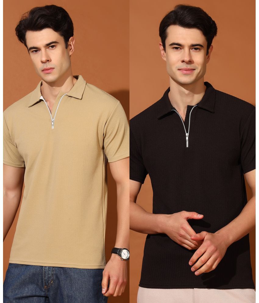     			Christy World Pack of 2 Polyester Regular Fit Solid Half Sleeves Men's Polo T Shirt ( Multicolor )