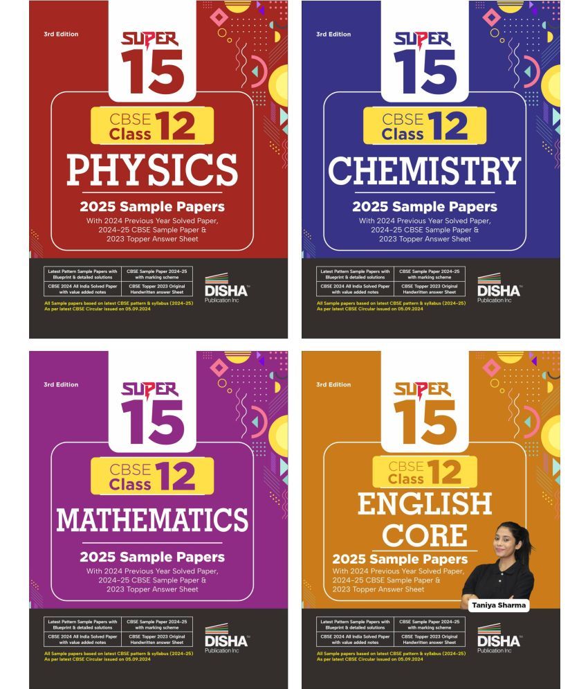     			Combo of Super 15 CBSE Class 12 Physics, Chemistry, Mathematics & English Core 2025 Sample Papers | 2024 Solved Papers | Topper Answer Sheet 3rd Editi