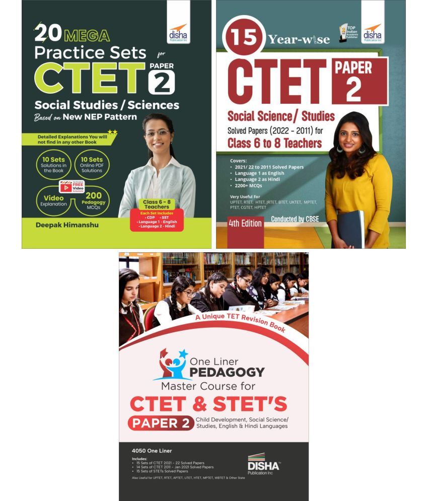     			Combo (set of 3 Books) CTET Paper 2 Social Studies & Science - One Liner Pedagogy Master Course with Past 15 Year-wise Solved Papers & 20 Practice Set