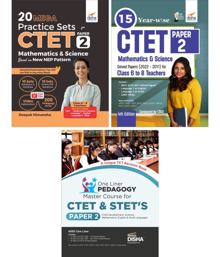     			Combo (set of 3 Books) CTET Paper 2 Mathematics & Science - One Liner Pedagogy Master Course with Past 15 Year-wise Solved Papers & 20 Practice Sets -