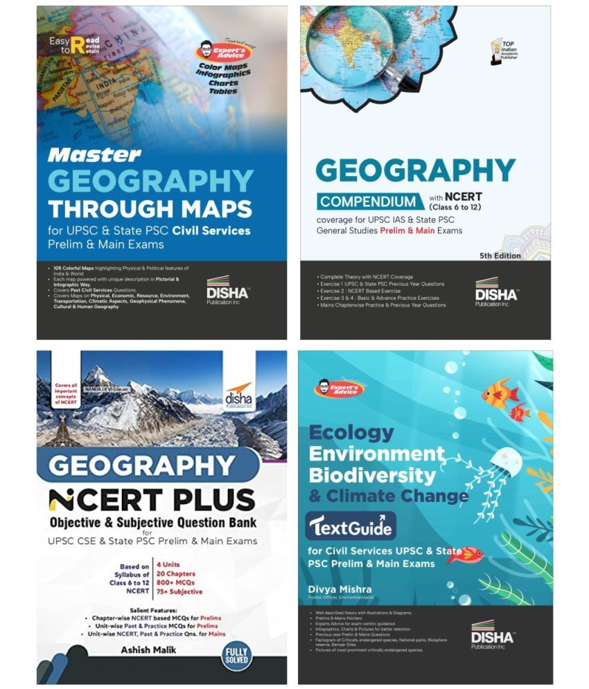     			Combo (set of 4 Books) Complete Geography, Ecology & Environment for UPSC IAS & State PSC General Studies Civil Services Prelim & Main Exams | Theory,