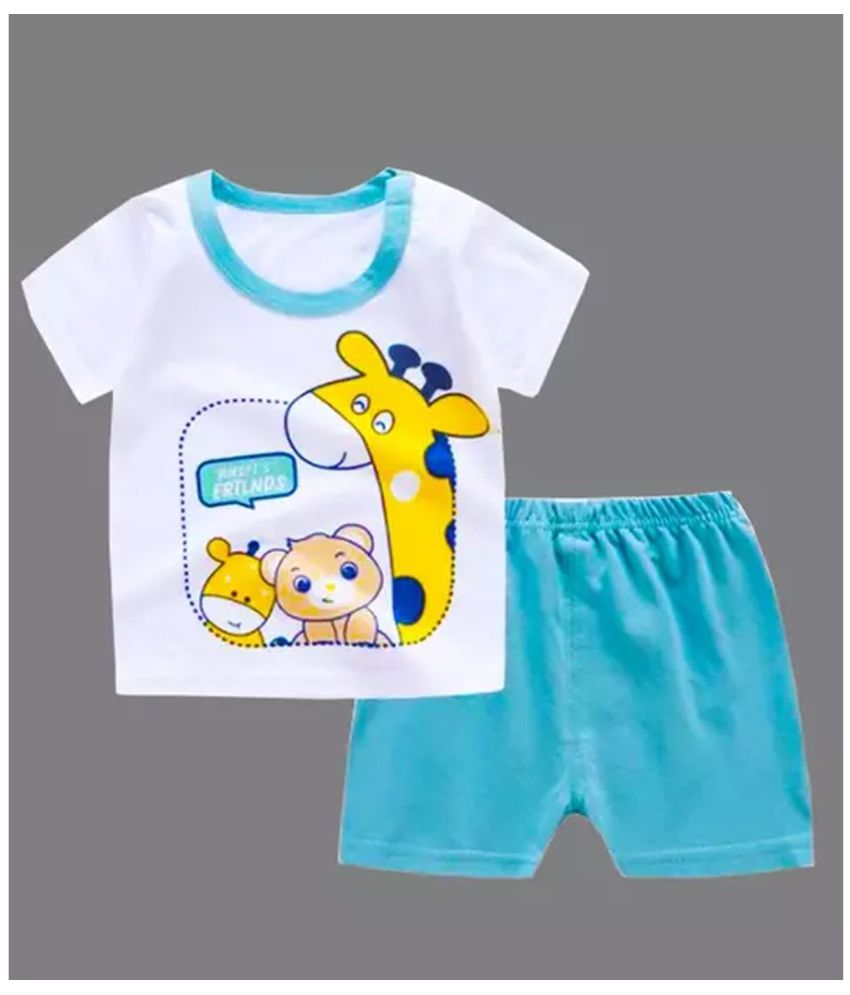     			GOKOFO Pack of 1 Unisex Cotton T-Shirts & Shorts Set ( Multicolor 4 )