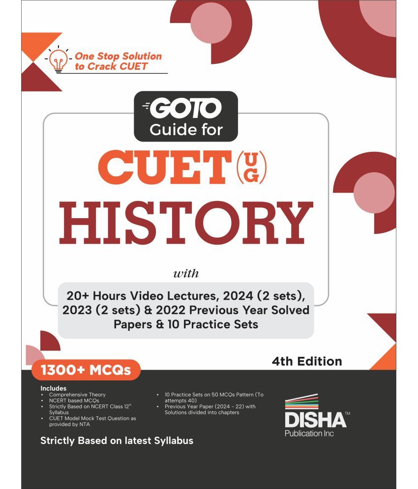     			Go To Guide for CUET (UG) History with 20+ Hours Video Lectures, 2024 (2 Sets),2023 (2 sets) & 2022 Previous Year Solved Papers & 10 Practice Sets 4th