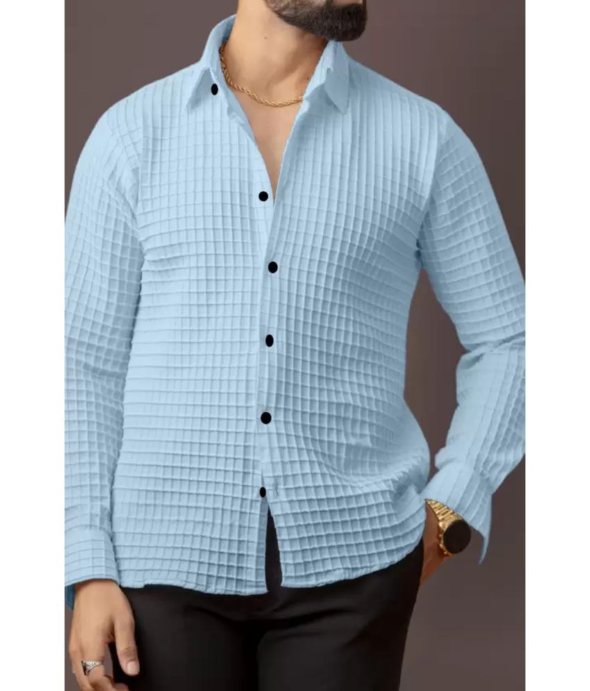     			KITWELL Cotton Blend Regular Fit Checks Full Sleeves Men's Casual Shirt - Light Blue ( Pack of 1 )