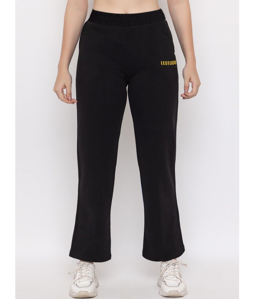     			Leotude Black Cotton Blend Women's Running Trackpants ( Pack of 1 )