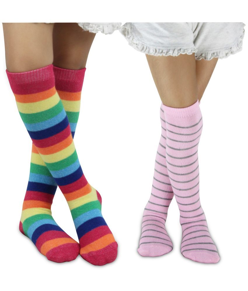     			Neska Moda Pack of 2 Unisex for Baby Cotton Full Length Socks ( Multi )