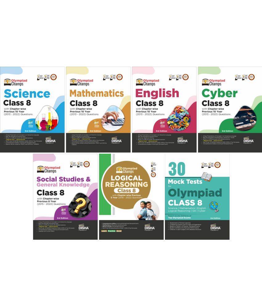     			Olympiad Champs Science, Mathematics, English, Cyber & GK Class 8 with 30 Mock Tests (set of 6 books) 3rd Edition