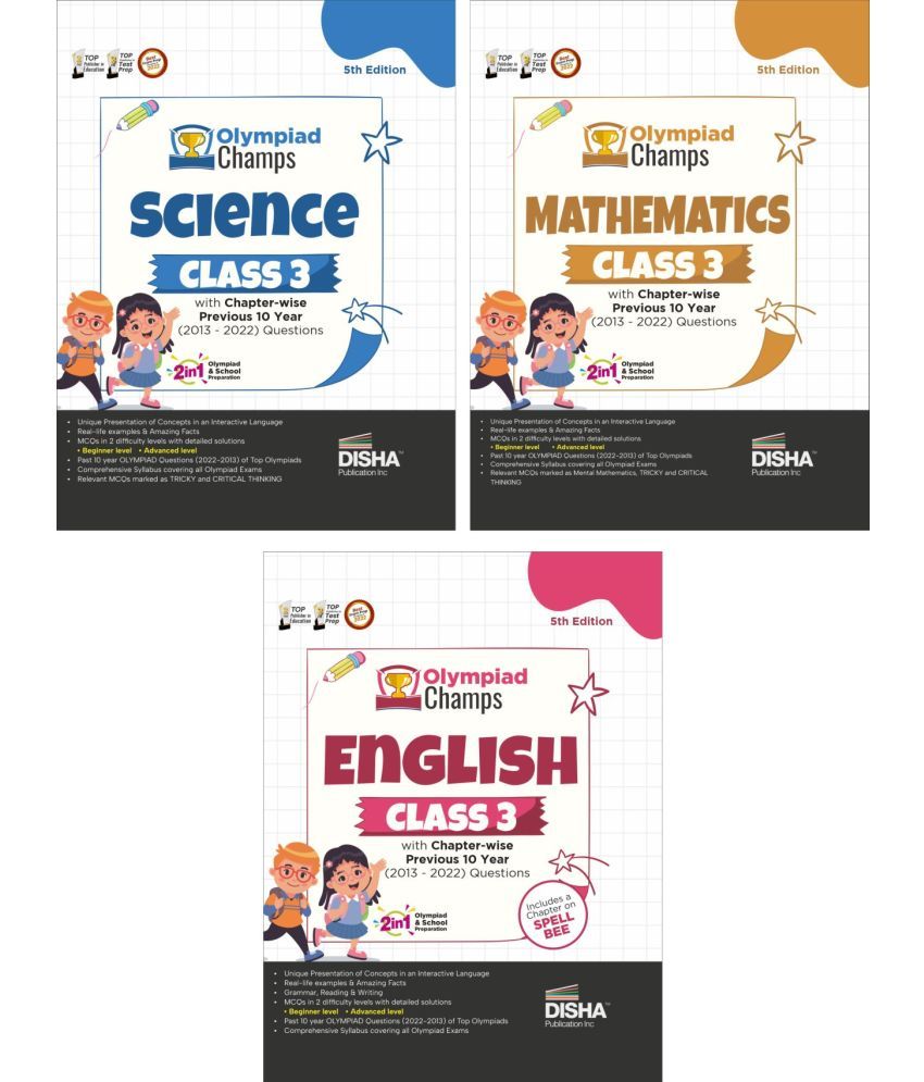     			Olympiad Champs Science, Mathematics, English Class 3 with Previous 10 Year (2013 - 2022) Questions 5th Edition (set of 3 books)